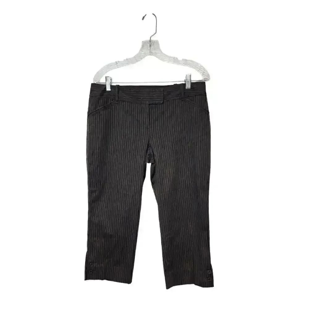 The Limited Drew Fit Pinstripe Brown/White Capri Dress Pants Size 10